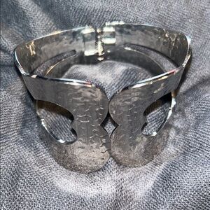 Silver Tone Textured Cuff Bracelet